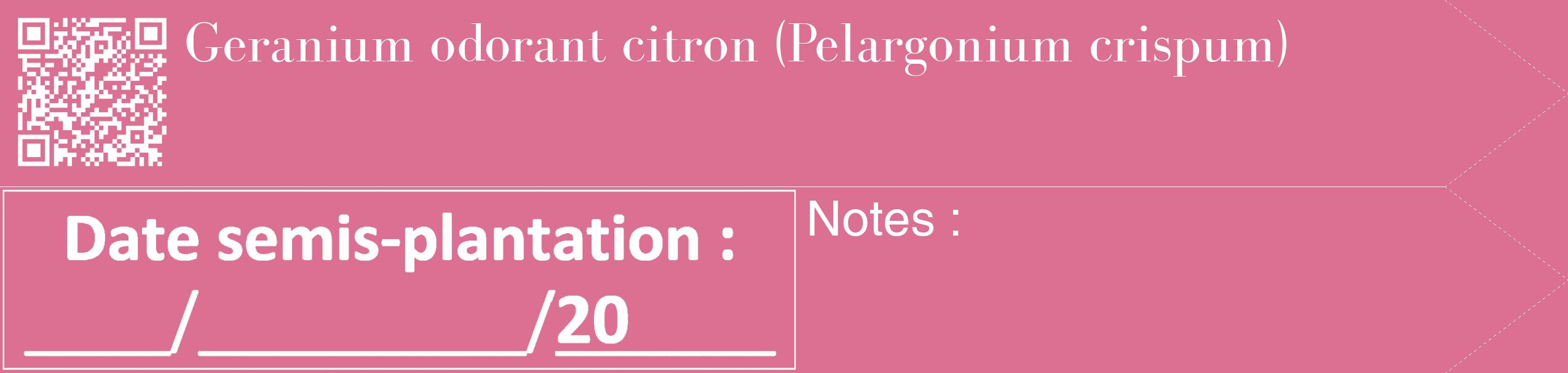 Étiquette de : Pelargonium crispum - format c - style blanche44_simple_simplebod avec qrcode et comestibilité