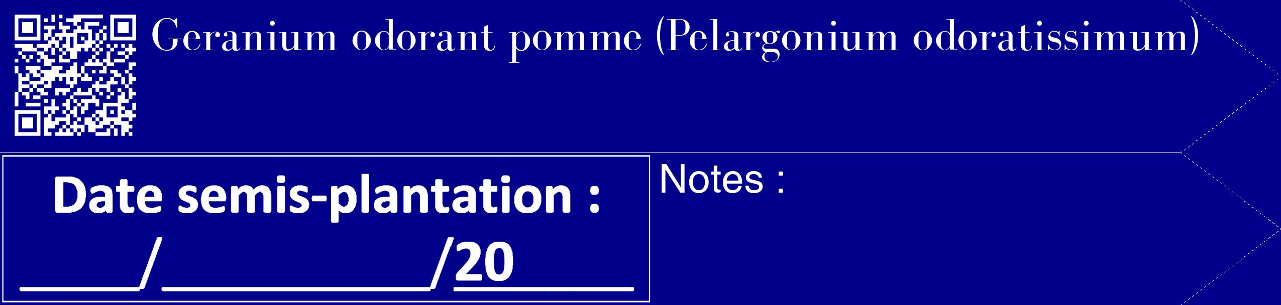 Étiquette de : Pelargonium odoratissimum - format c - style blanche7_simple_simplebod avec qrcode et comestibilité