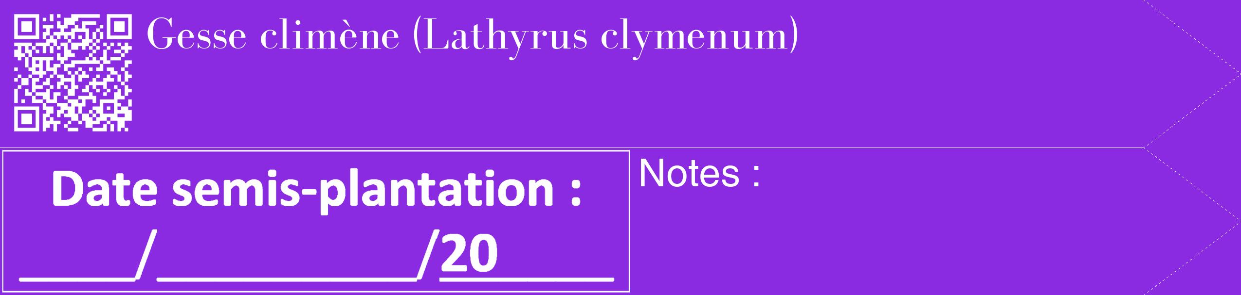 Étiquette de : Lathyrus clymenum - format c - style blanche49_simple_simplebod avec qrcode et comestibilité