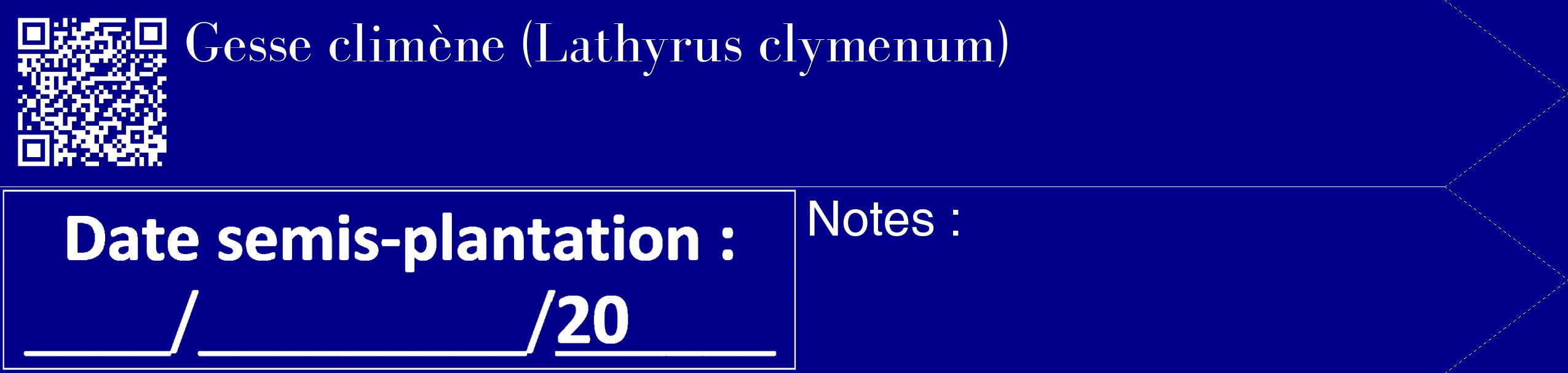 Étiquette de : Lathyrus clymenum - format c - style blanche7_simple_simplebod avec qrcode et comestibilité