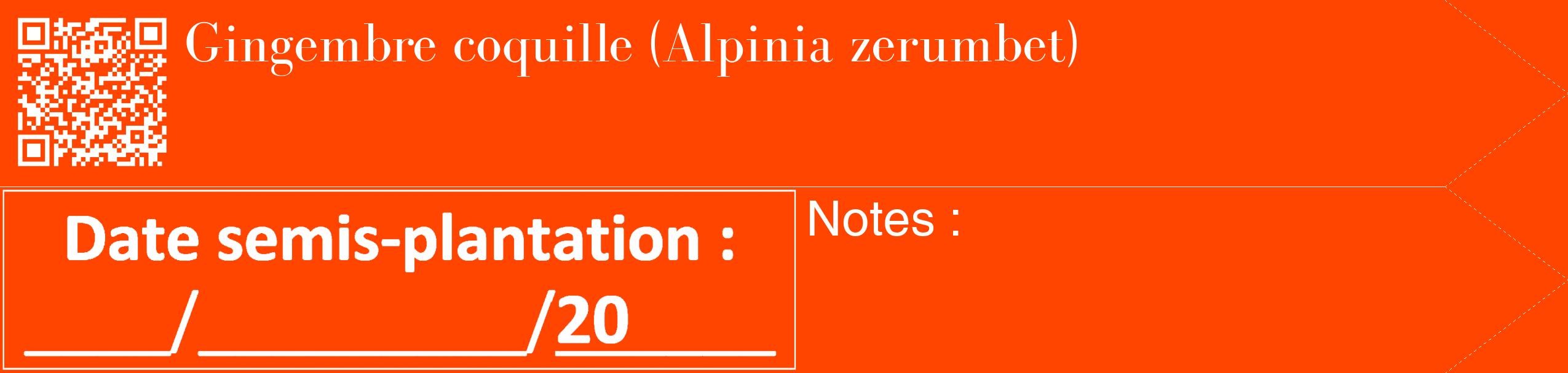 Étiquette de : Alpinia zerumbet - format c - style blanche26_simple_simplebod avec qrcode et comestibilité