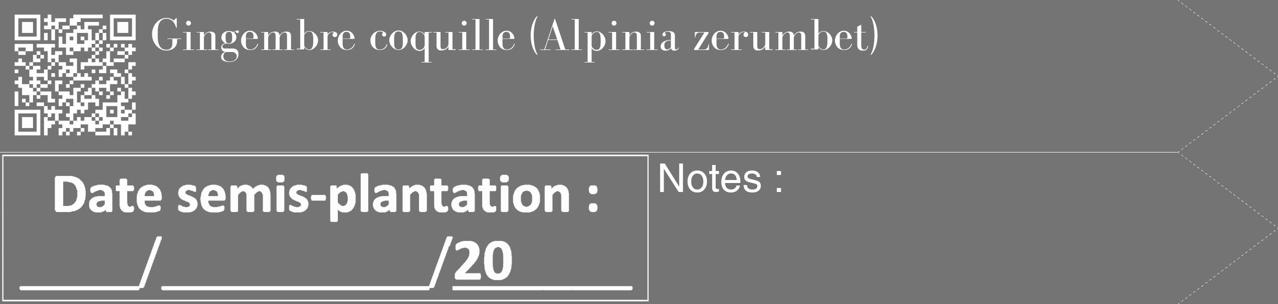 Étiquette de : Alpinia zerumbet - format c - style blanche26_simple_simplebod avec qrcode et comestibilité