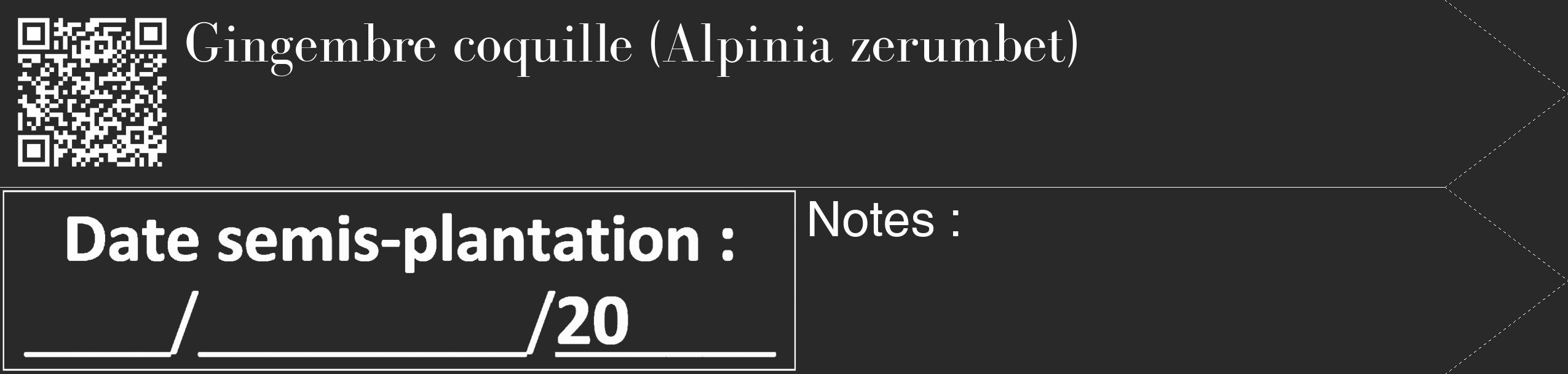 Étiquette de : Alpinia zerumbet - format c - style blanche34_simple_simplebod avec qrcode et comestibilité