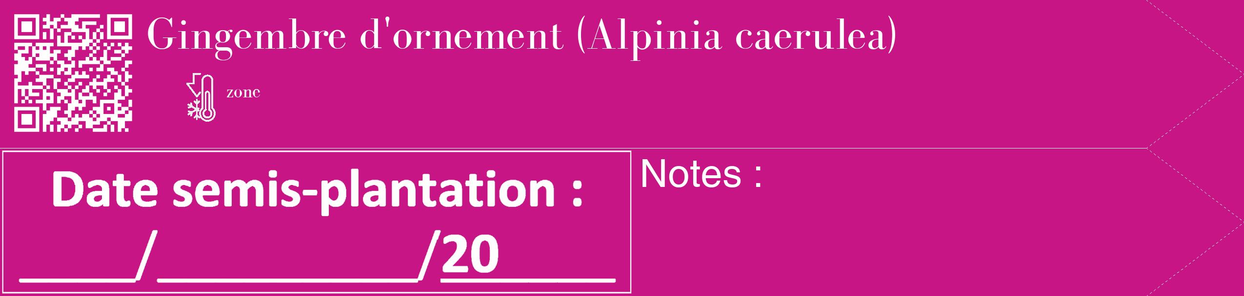 Étiquette de : Alpinia caerulea - format c - style blanche45_simple_simplebod avec qrcode et comestibilité