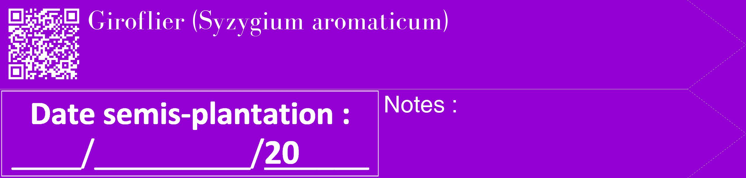 Étiquette de : Syzygium aromaticum - format c - style blanche48_simple_simplebod avec qrcode et comestibilité