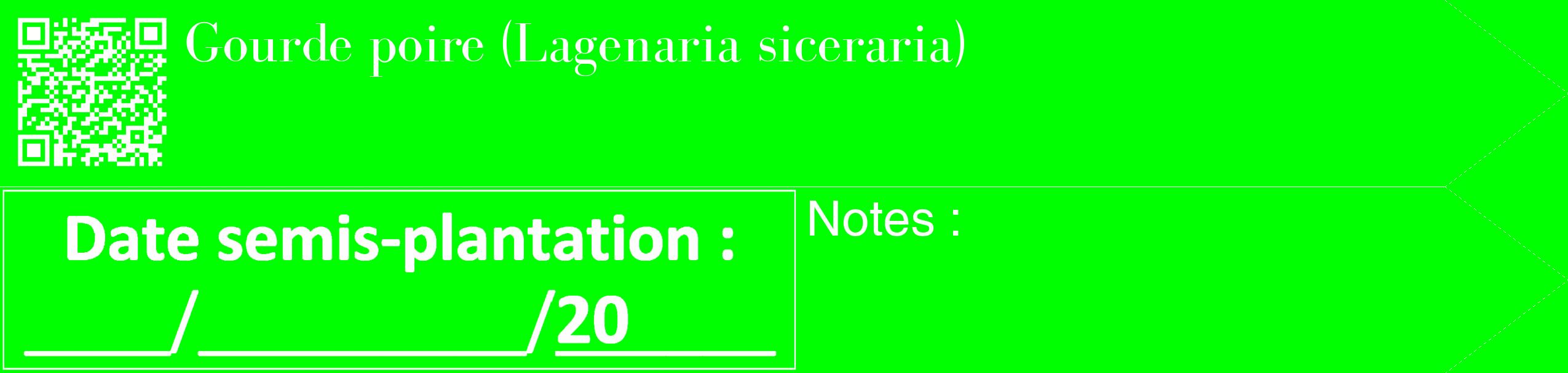 Étiquette de : Lagenaria siceraria - format c - style blanche16_simple_simplebod avec qrcode et comestibilité