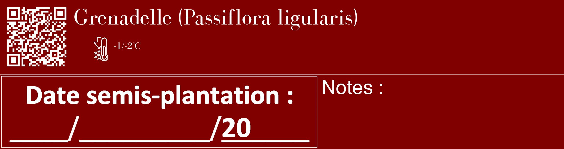 Étiquette de : Passiflora ligularis - format c - style blanche29_basique_basiquebod avec qrcode et comestibilité