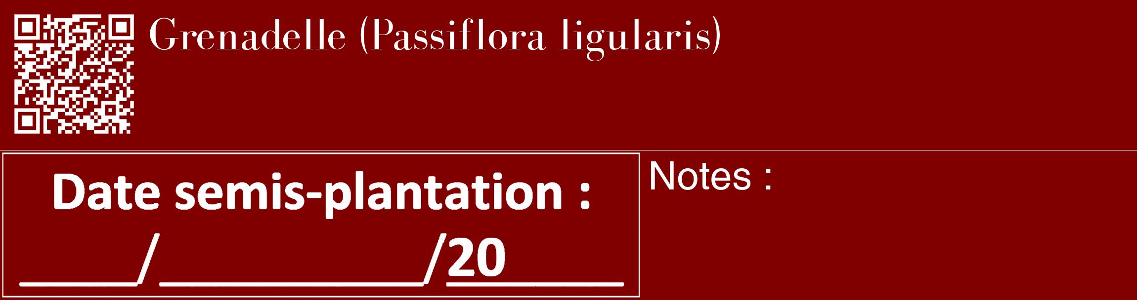 Étiquette de : Passiflora ligularis - format c - style blanche29_basique_basiquebod avec qrcode et comestibilité