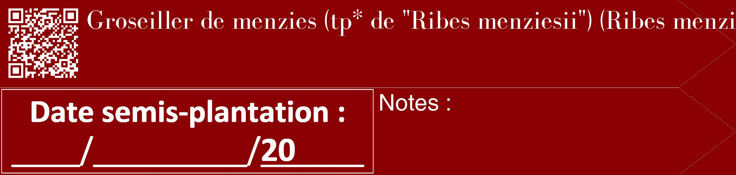Étiquette de : Ribes menziesii - format c - style blanche34_simple_simplebod avec qrcode et comestibilité