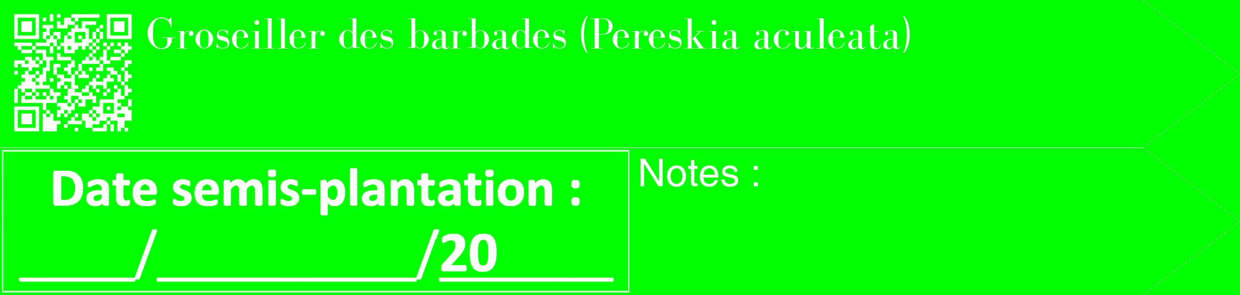 Étiquette de : Pereskia aculeata - format c - style blanche16_simple_simplebod avec qrcode et comestibilité