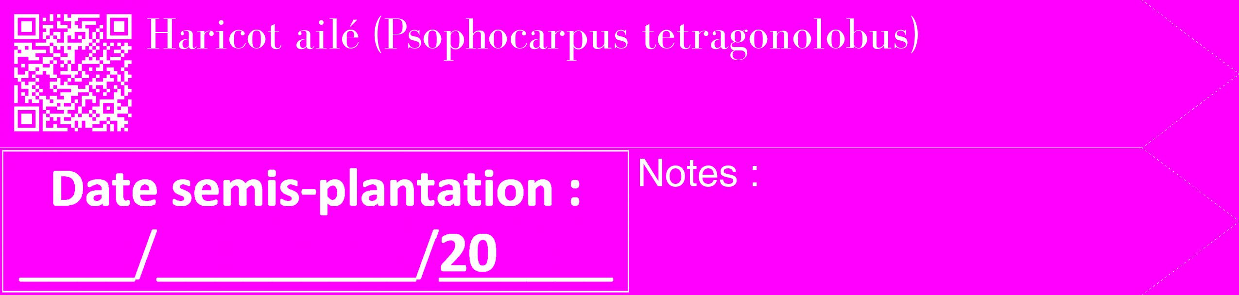 Étiquette de : Psophocarpus tetragonolobus - format c - style blanche51_simple_simplebod avec qrcode et comestibilité