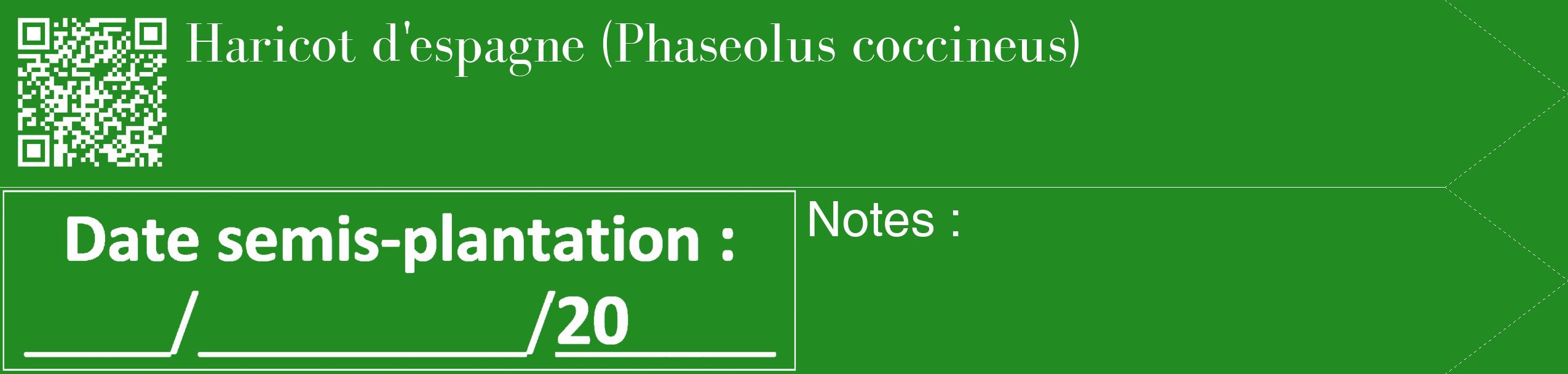 Étiquette de : Phaseolus coccineus - format c - style blanche10_simple_simplebod avec qrcode et comestibilité