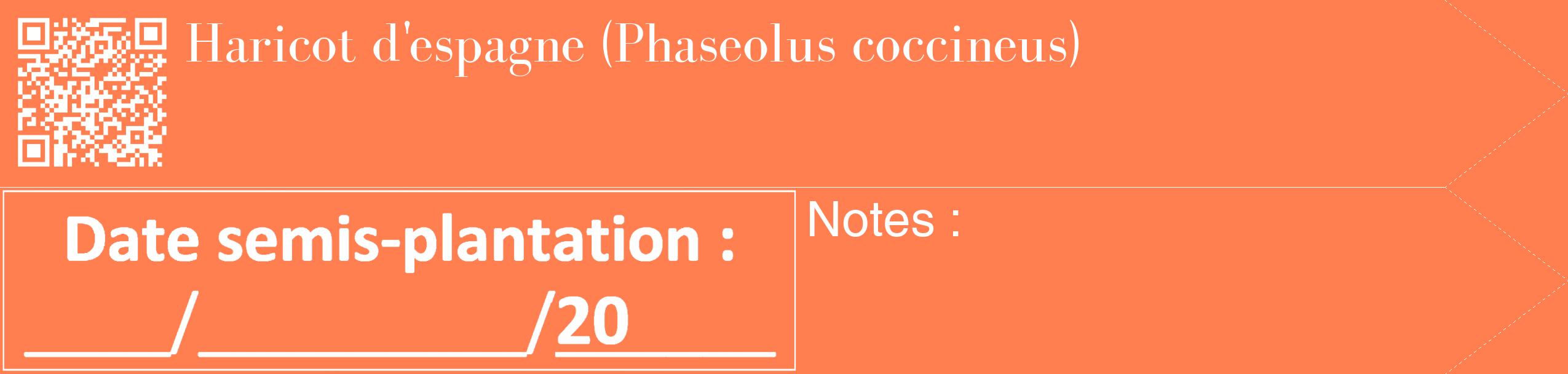 Étiquette de : Phaseolus coccineus - format c - style blanche24_simple_simplebod avec qrcode et comestibilité