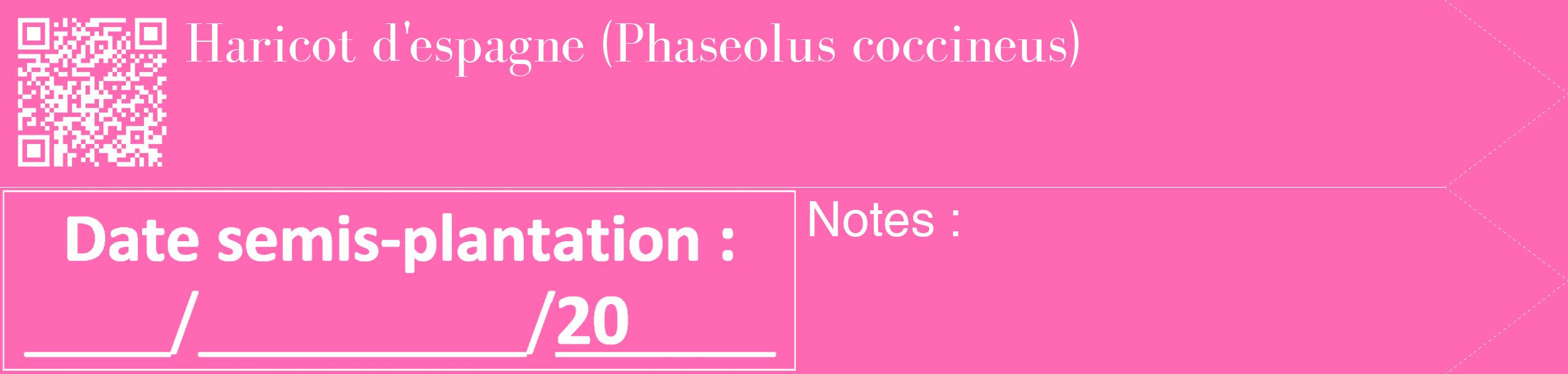 Étiquette de : Phaseolus coccineus - format c - style blanche42_simple_simplebod avec qrcode et comestibilité