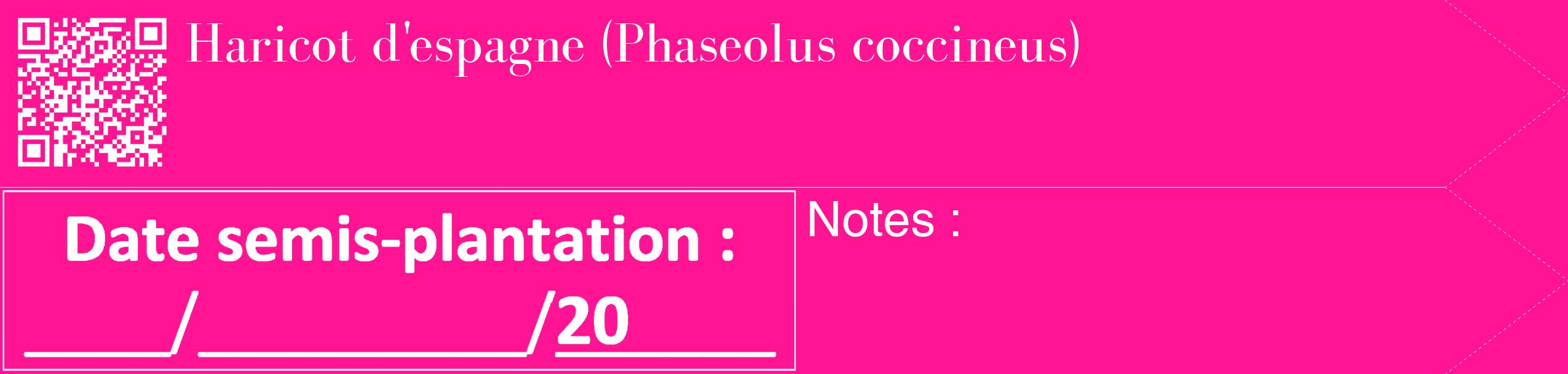 Étiquette de : Phaseolus coccineus - format c - style blanche43_simple_simplebod avec qrcode et comestibilité