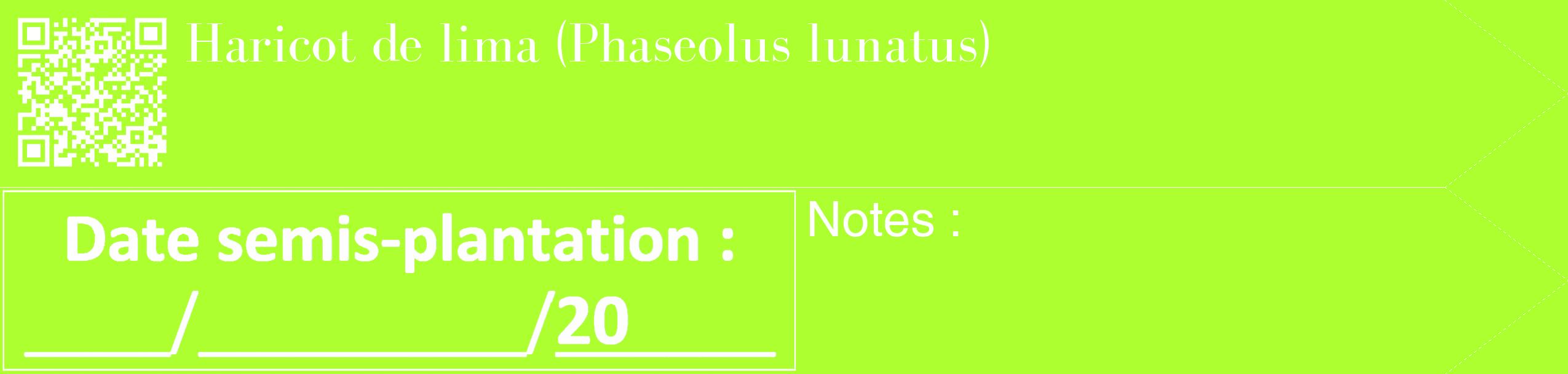 Étiquette de : Phaseolus lunatus - format c - style blanche17_simple_simplebod avec qrcode et comestibilité