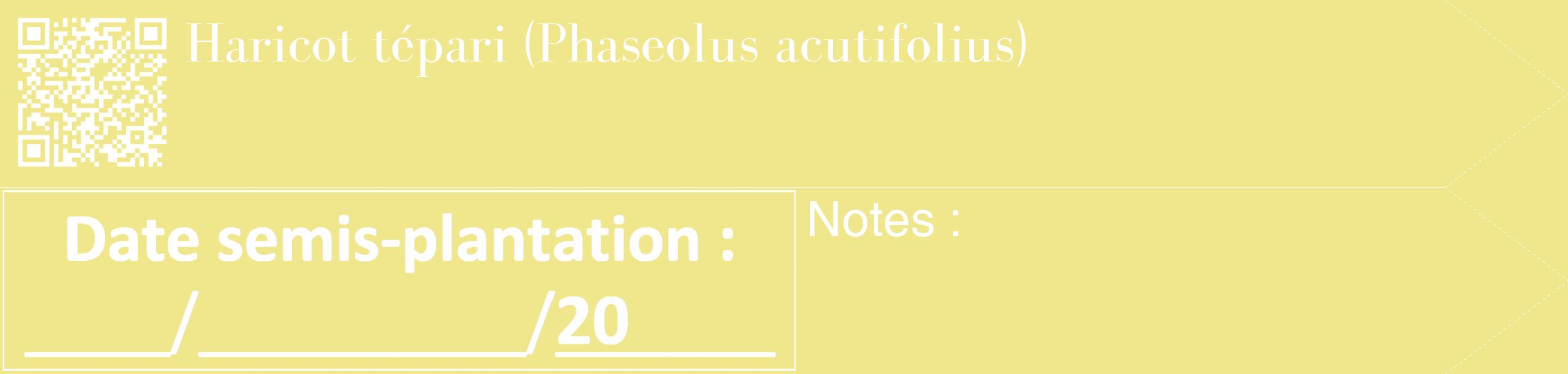 Étiquette de : Phaseolus acutifolius - format c - style blanche20_simple_simplebod avec qrcode et comestibilité