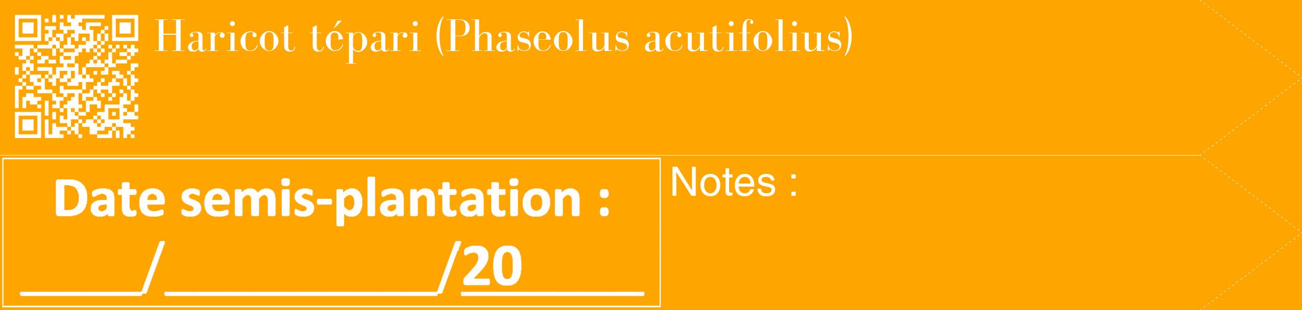 Étiquette de : Phaseolus acutifolius - format c - style blanche22_simple_simplebod avec qrcode et comestibilité