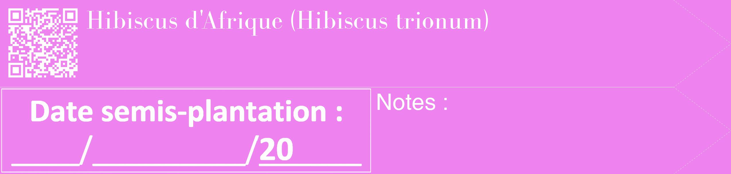 Étiquette de : Hibiscus trionum - format c - style blanche53_simple_simplebod avec qrcode et comestibilité
