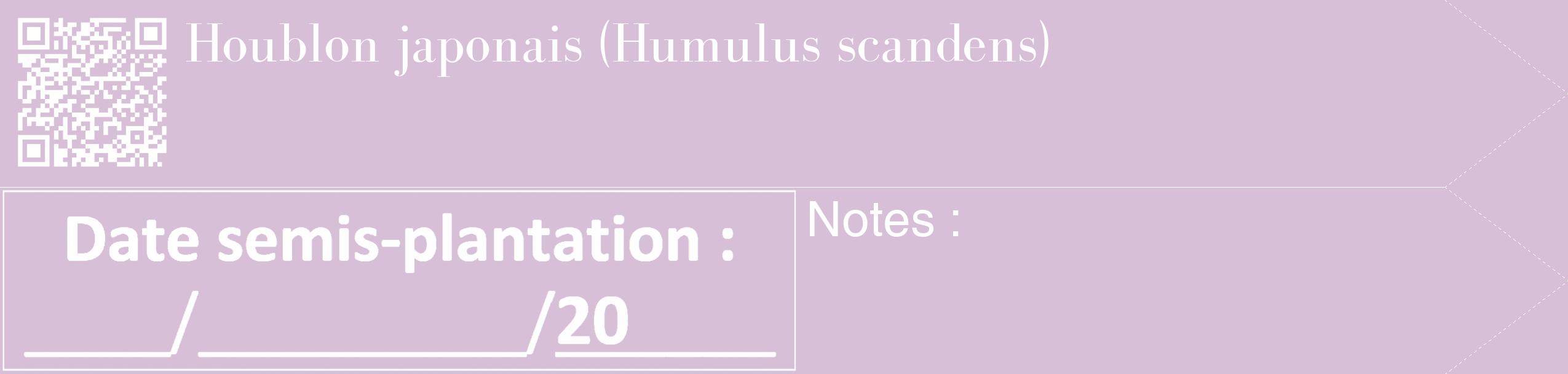 Étiquette de : Humulus scandens - format c - style blanche54_simple_simplebod avec qrcode et comestibilité