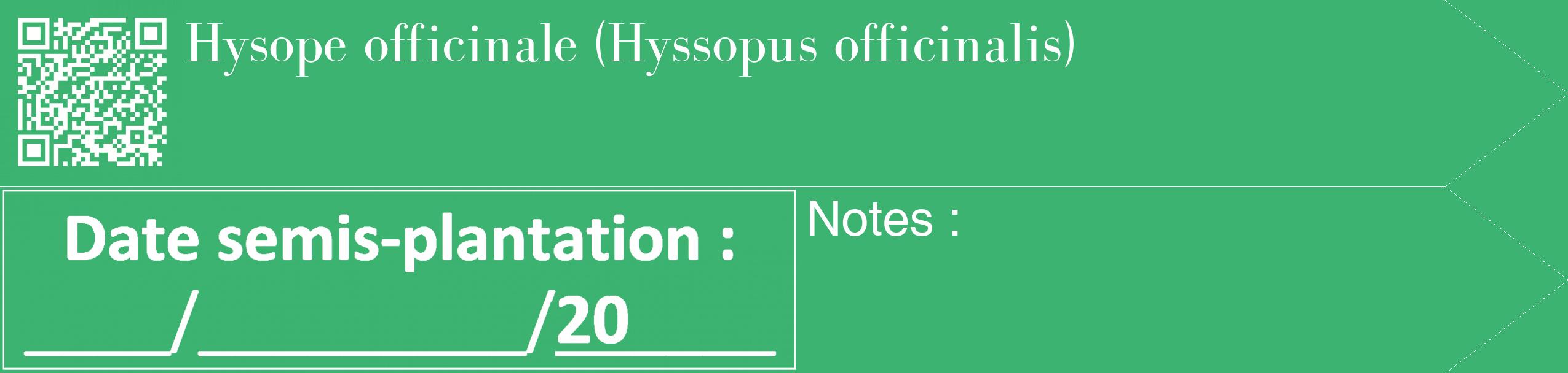 Étiquette de : Hyssopus officinalis - format c - style blanche12_simple_simplebod avec qrcode et comestibilité