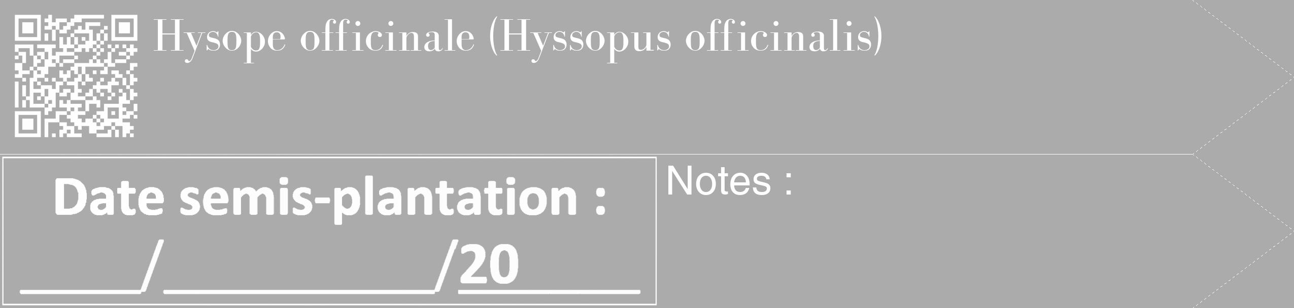 Étiquette de : Hyssopus officinalis - format c - style blanche37_simple_simplebod avec qrcode et comestibilité