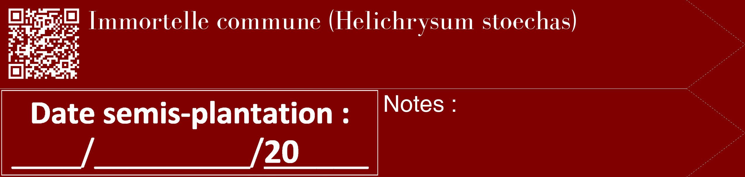 Étiquette de : Helichrysum stoechas - format c - style blanche29_simple_simplebod avec qrcode et comestibilité