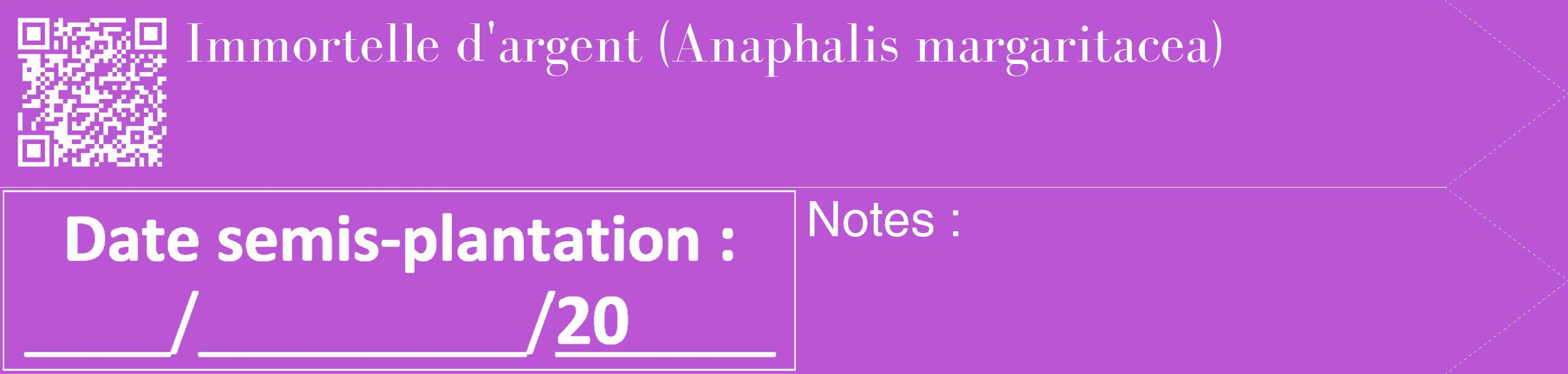 Étiquette de : Anaphalis margaritacea - format c - style blanche50_simple_simplebod avec qrcode et comestibilité