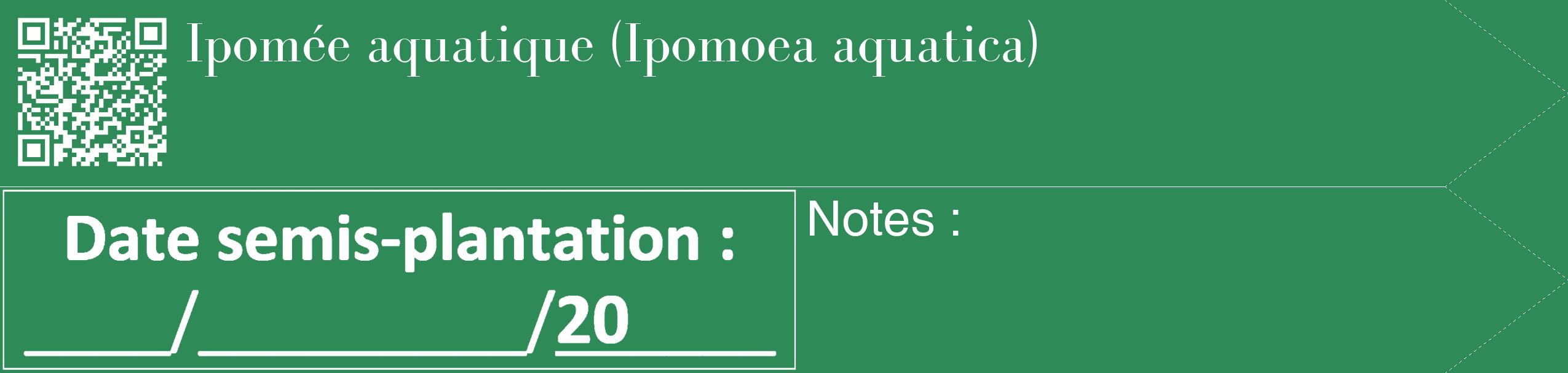 Étiquette de : Ipomoea aquatica - format c - style blanche11_simple_simplebod avec qrcode et comestibilité