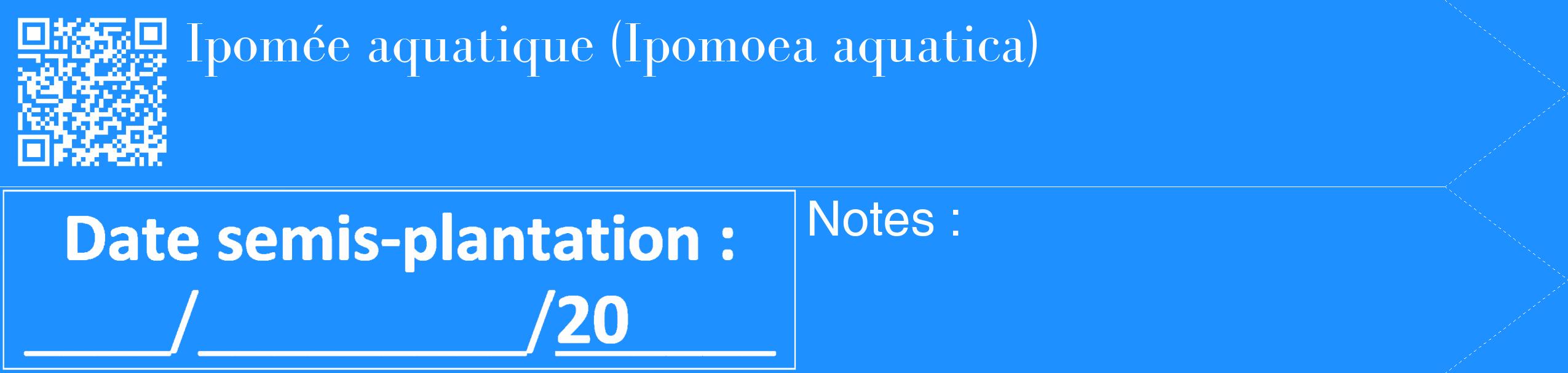 Étiquette de : Ipomoea aquatica - format c - style blanche3_simple_simplebod avec qrcode et comestibilité