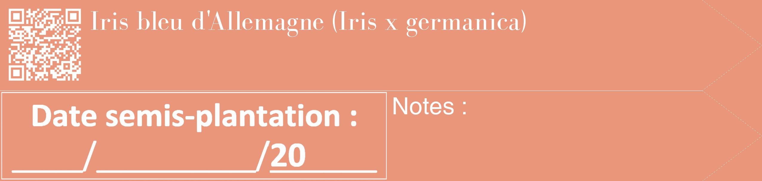Étiquette de : Iris x germanica - format c - style blanche37_simple_simplebod avec qrcode et comestibilité