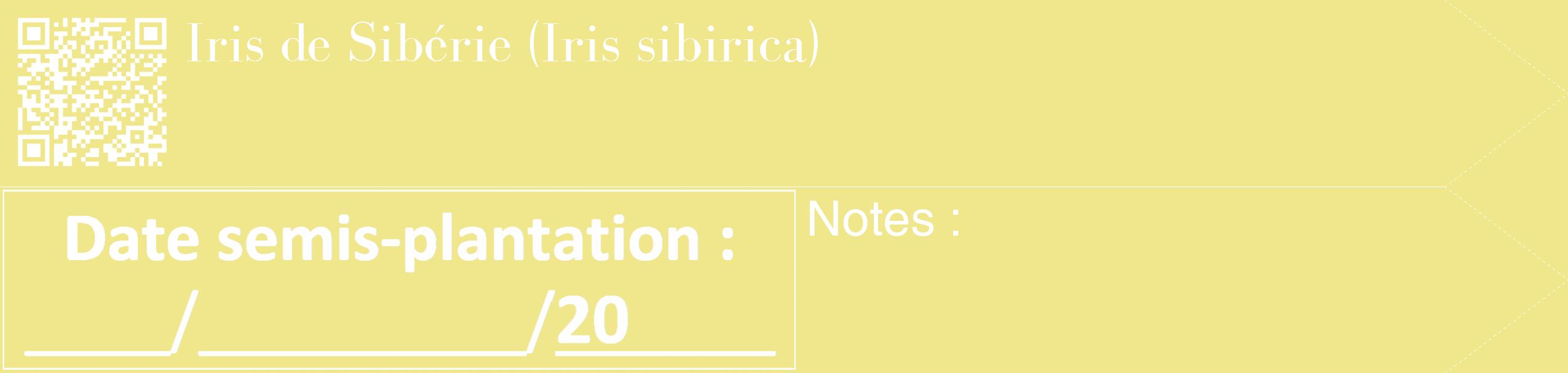 Étiquette de : Iris sibirica - format c - style blanche20_simple_simplebod avec qrcode et comestibilité