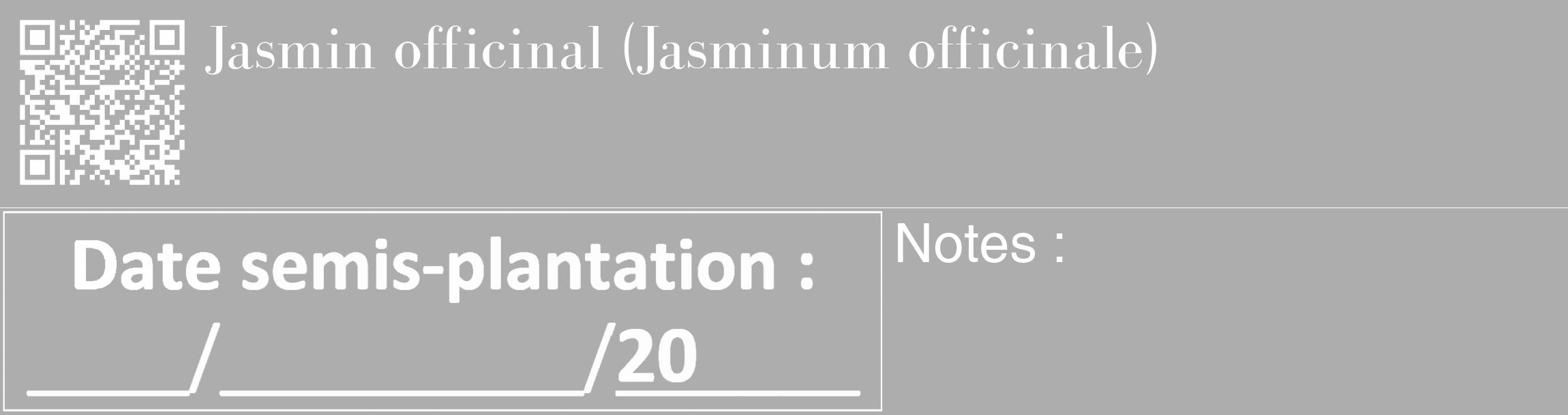 Étiquette de : Jasminum officinale - format c - style blanche22_basique_basiquebod avec qrcode et comestibilité