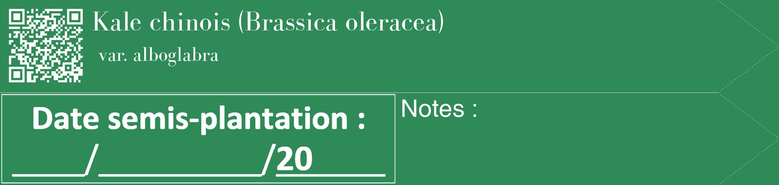 Étiquette de : Brassica oleracea var. alboglabra - format c - style blanche11_simple_simplebod avec qrcode et comestibilité