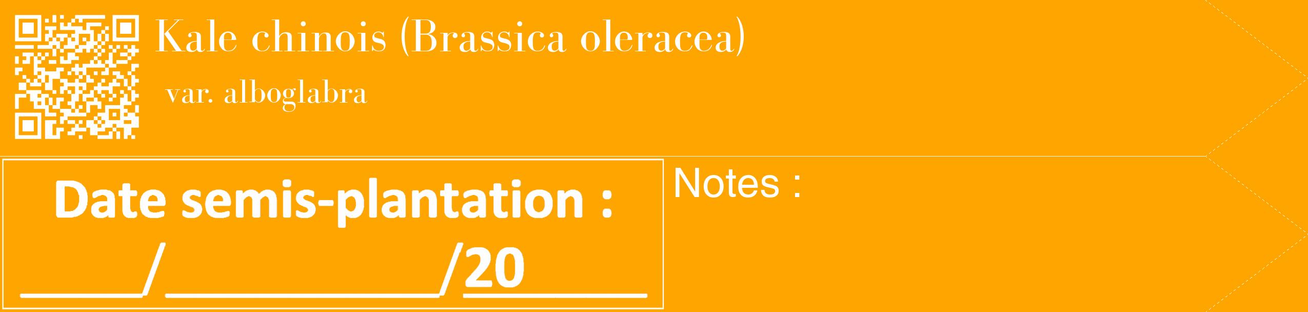 Étiquette de : Brassica oleracea var. alboglabra - format c - style blanche22_simple_simplebod avec qrcode et comestibilité