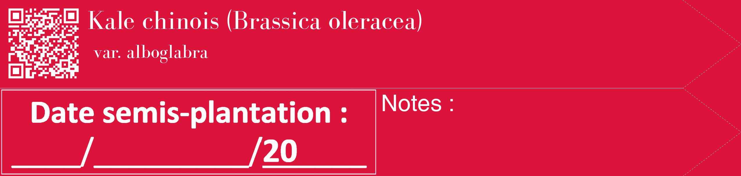Étiquette de : Brassica oleracea var. alboglabra - format c - style blanche36_simple_simplebod avec qrcode et comestibilité
