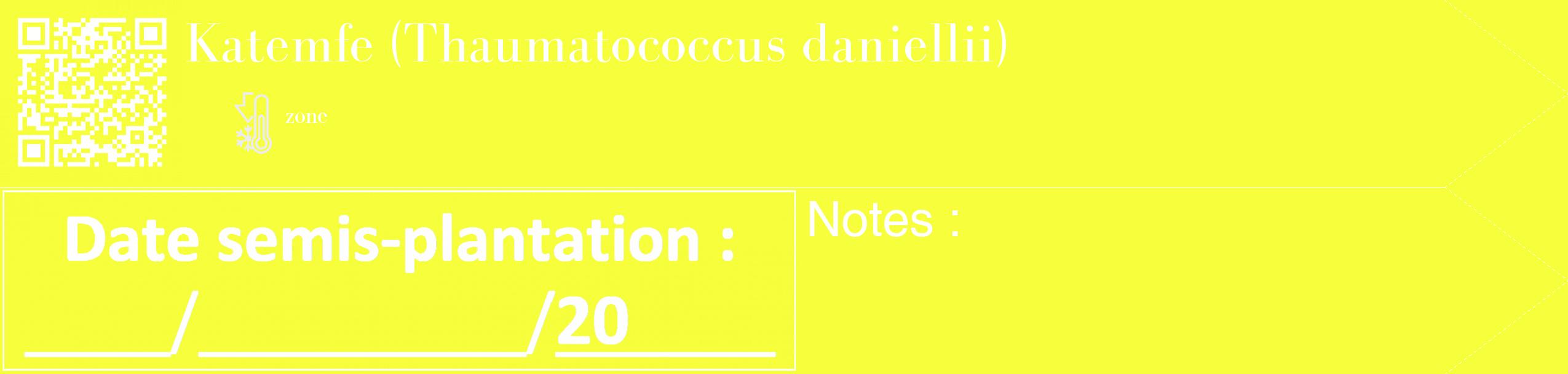 Étiquette de : Thaumatococcus daniellii - format c - style blanche18_simple_simplebod avec qrcode et comestibilité