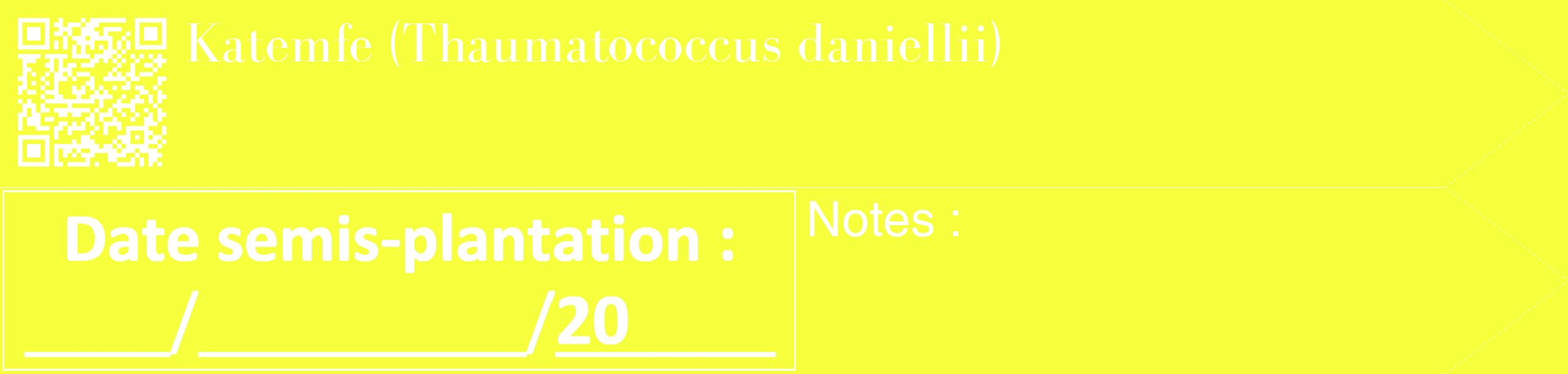 Étiquette de : Thaumatococcus daniellii - format c - style blanche18_simple_simplebod avec qrcode et comestibilité