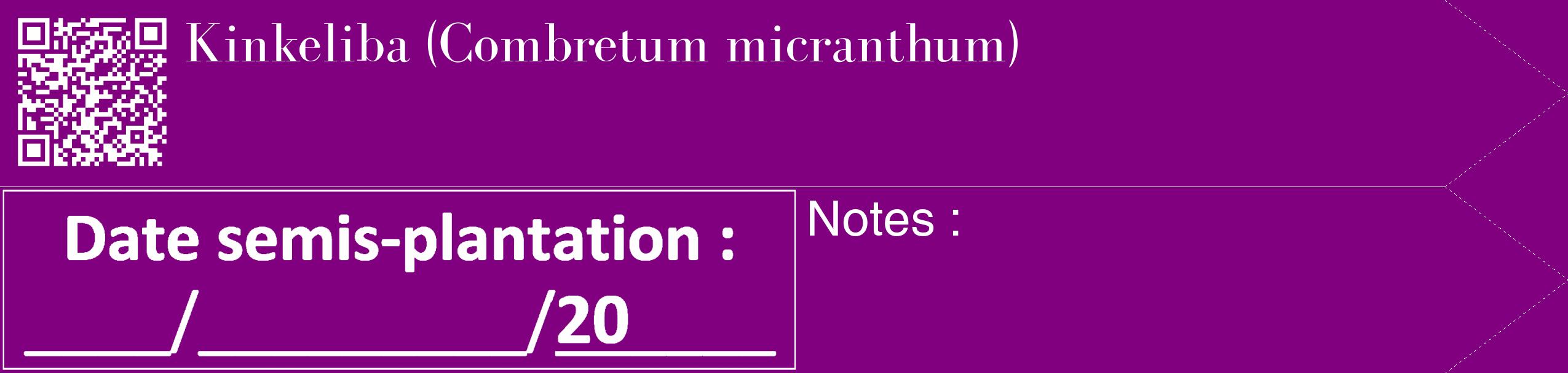 Étiquette de : Combretum micranthum - format c - style blanche46_simple_simplebod avec qrcode et comestibilité