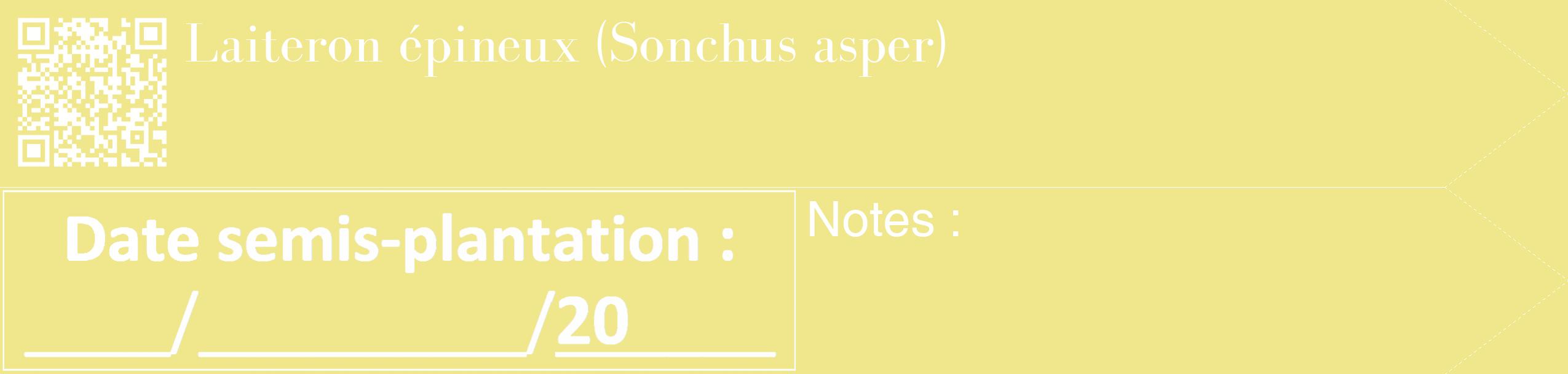 Étiquette de : Sonchus asper - format c - style blanche20_simple_simplebod avec qrcode et comestibilité