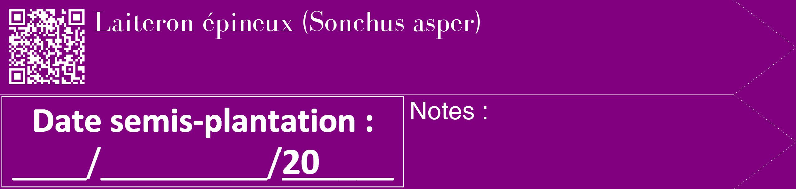 Étiquette de : Sonchus asper - format c - style blanche46_simple_simplebod avec qrcode et comestibilité