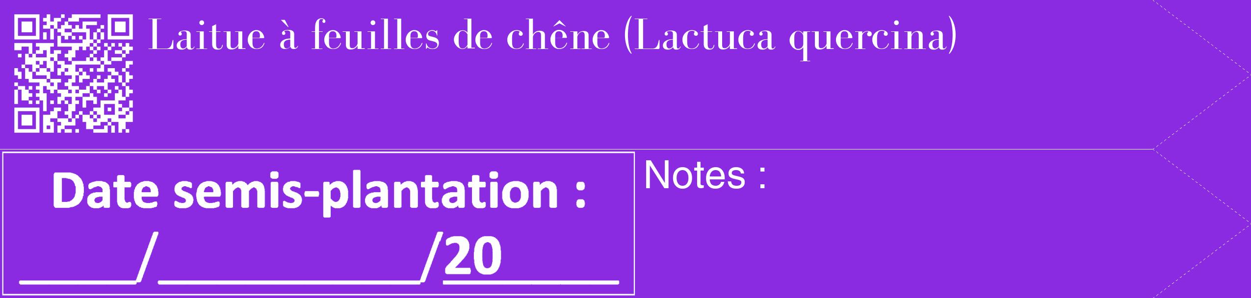 Étiquette de : Lactuca quercina - format c - style blanche49_simple_simplebod avec qrcode et comestibilité