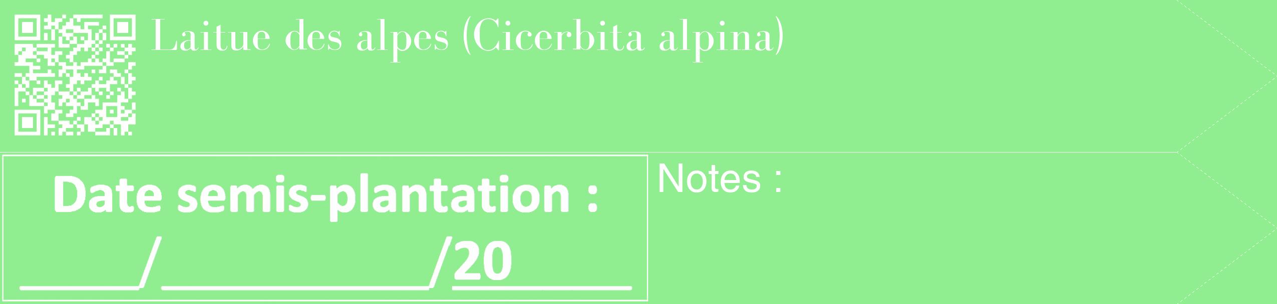 Étiquette de : Cicerbita alpina - format c - style blanche15_simple_simplebod avec qrcode et comestibilité