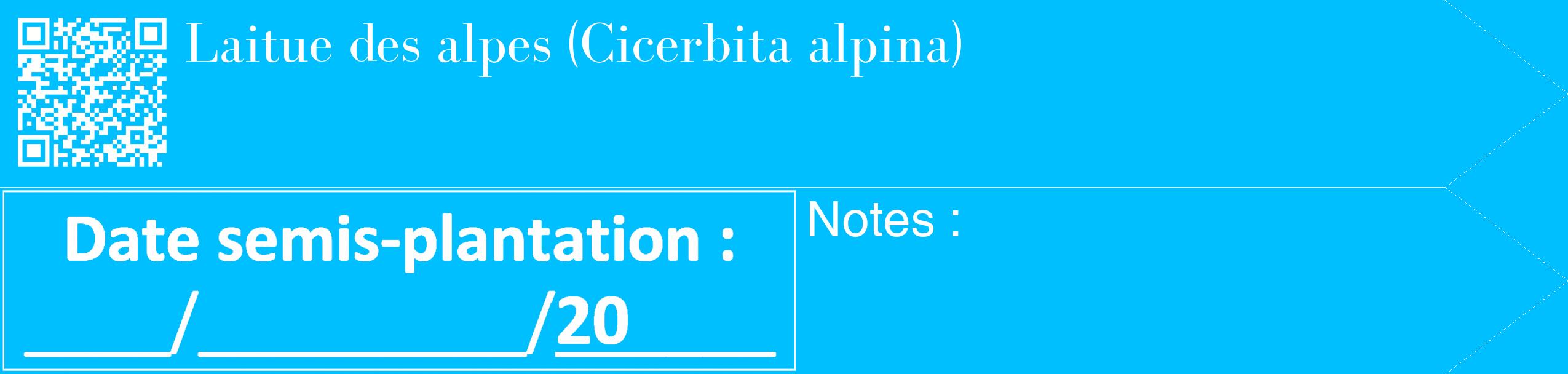 Étiquette de : Cicerbita alpina - format c - style blanche2_simple_simplebod avec qrcode et comestibilité