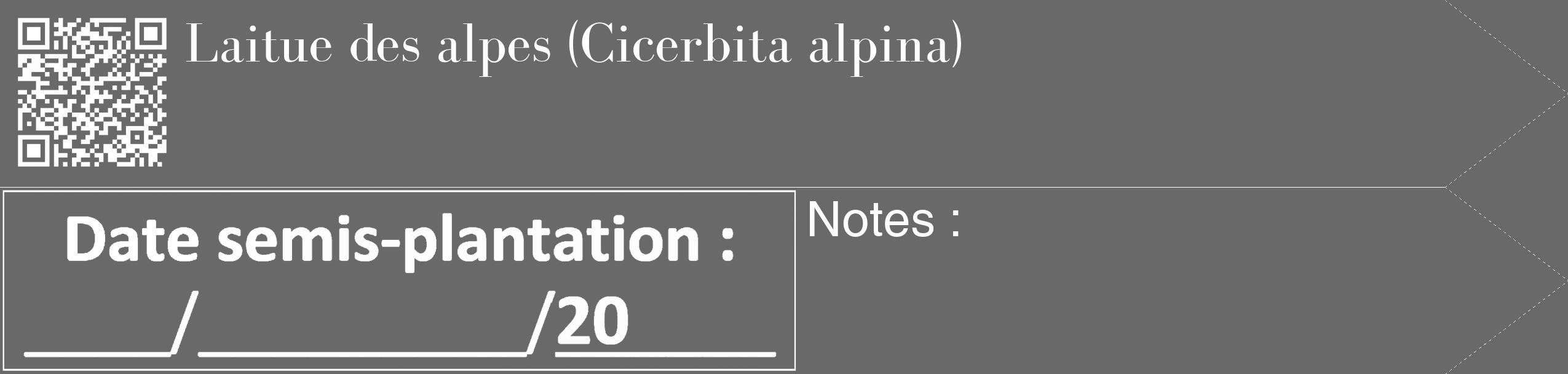 Étiquette de : Cicerbita alpina - format c - style blanche51_simple_simplebod avec qrcode et comestibilité
