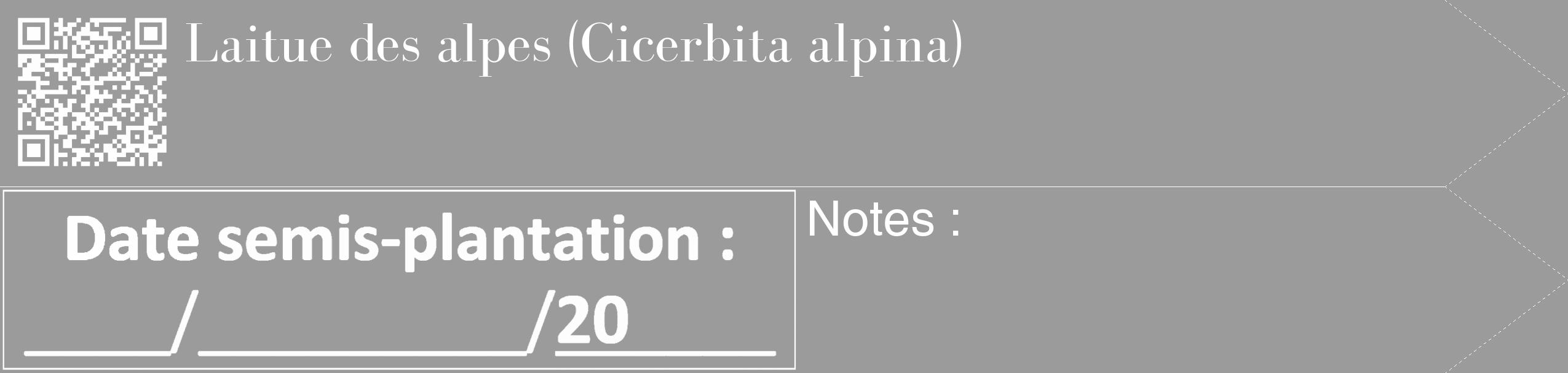 Étiquette de : Cicerbita alpina - format c - style blanche52_simple_simplebod avec qrcode et comestibilité