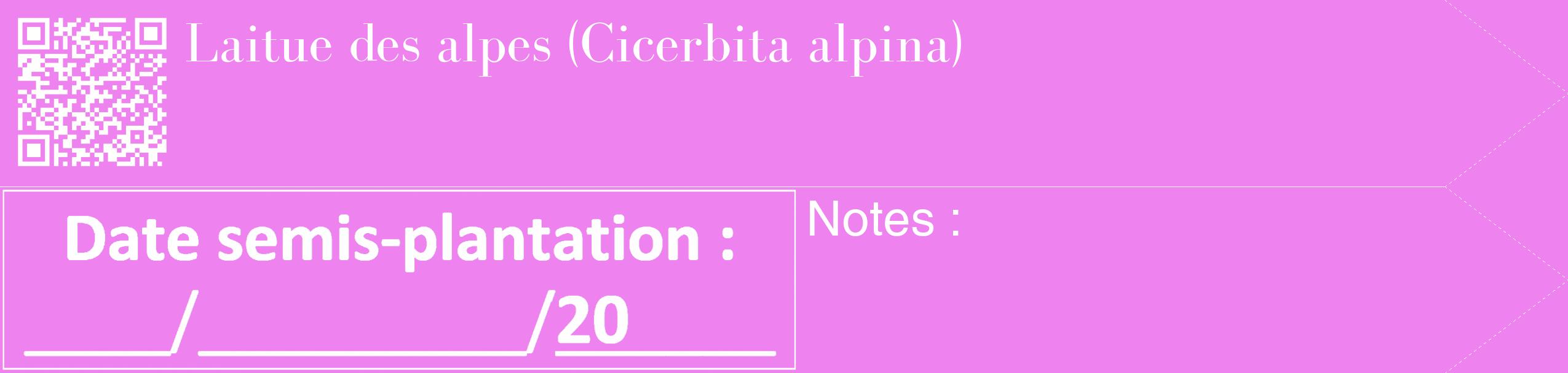 Étiquette de : Cicerbita alpina - format c - style blanche53_simple_simplebod avec qrcode et comestibilité
