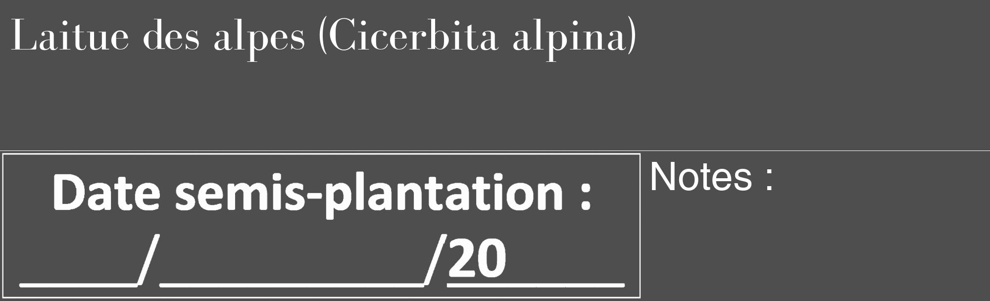 Étiquette de : Cicerbita alpina - format c - style blanche33_basique_basiquebod avec comestibilité
