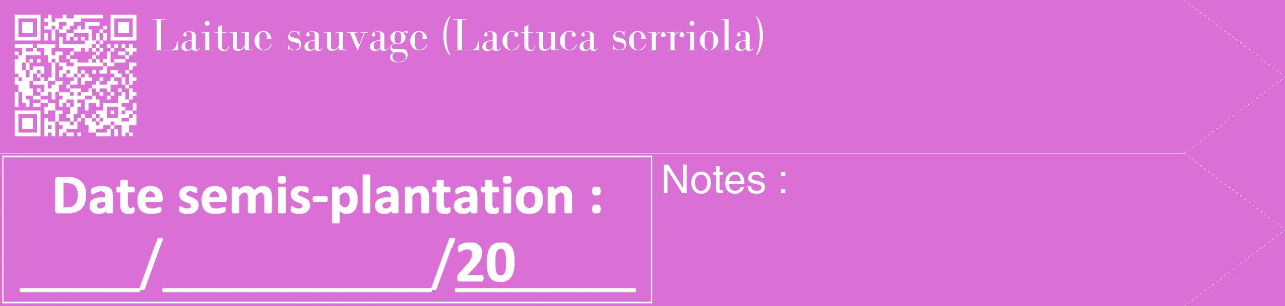 Étiquette de : Lactuca serriola - format c - style blanche52_simple_simplebod avec qrcode et comestibilité