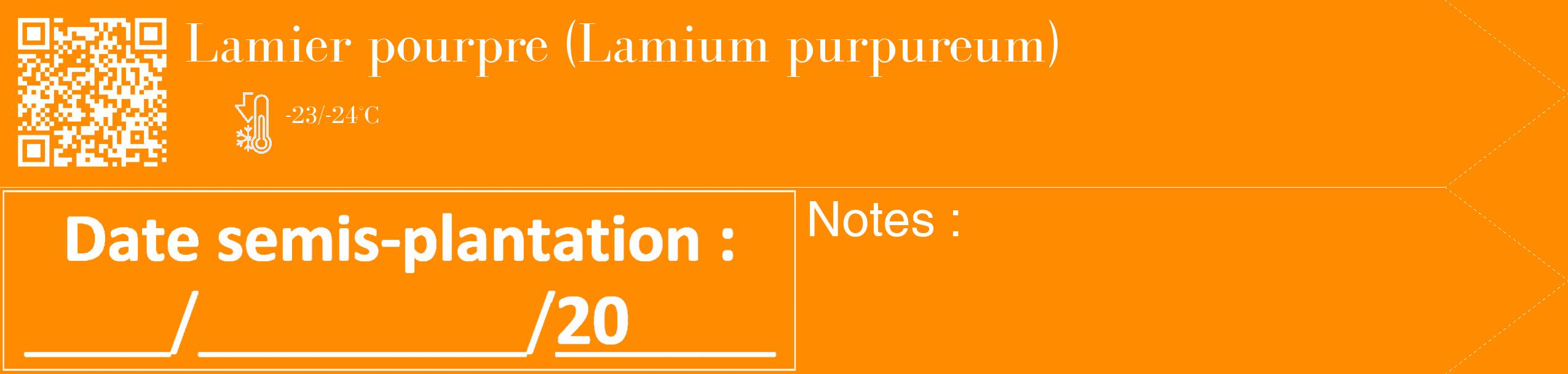 Étiquette de : Lamium purpureum - format c - style blanche23_simple_simplebod avec qrcode et comestibilité